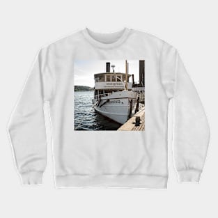 An old steamboat arrives at a pier in the Swedish capital Stockholm Crewneck Sweatshirt